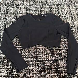 Zara Elegant Black Long Sleeve Crop Top